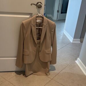 Calvin Klein Beige Blazer and Skirt Ensemble